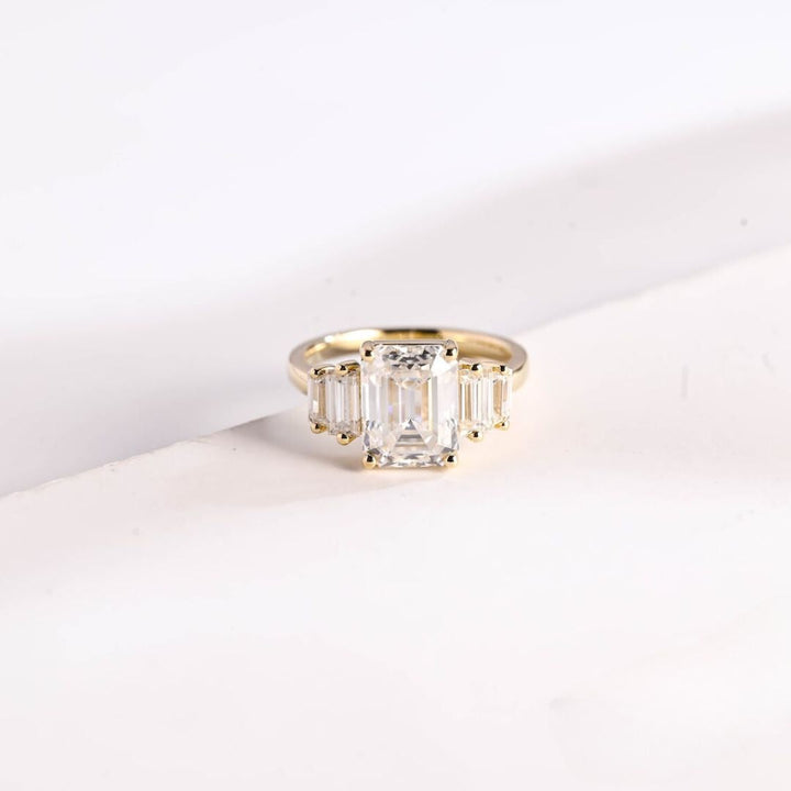 Moissanite 4.82 CT Emerald Cut Diamond Edwardian Wedding Ring