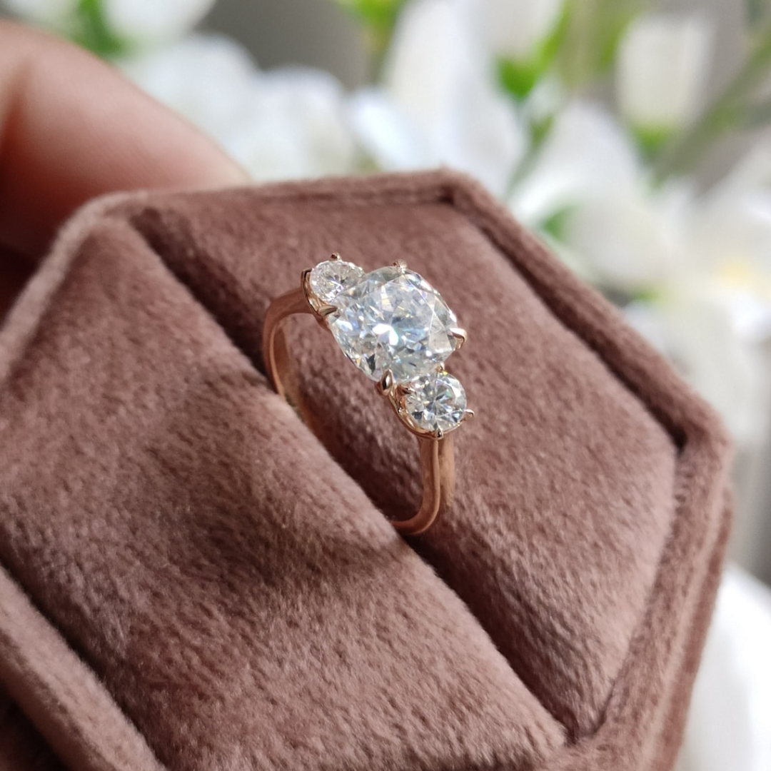 Moissanite 3.95 CT Cushion Cut Diamond Art Nouveau Anniversary Ring