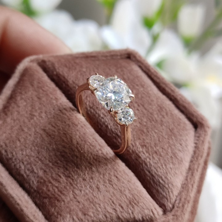 Moissanite 3.95 CT Cushion Cut Diamond Art Nouveau Anniversary Ring