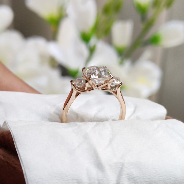 Moissanite 3.95 CT Cushion Cut Diamond Art Nouveau Anniversary Ring