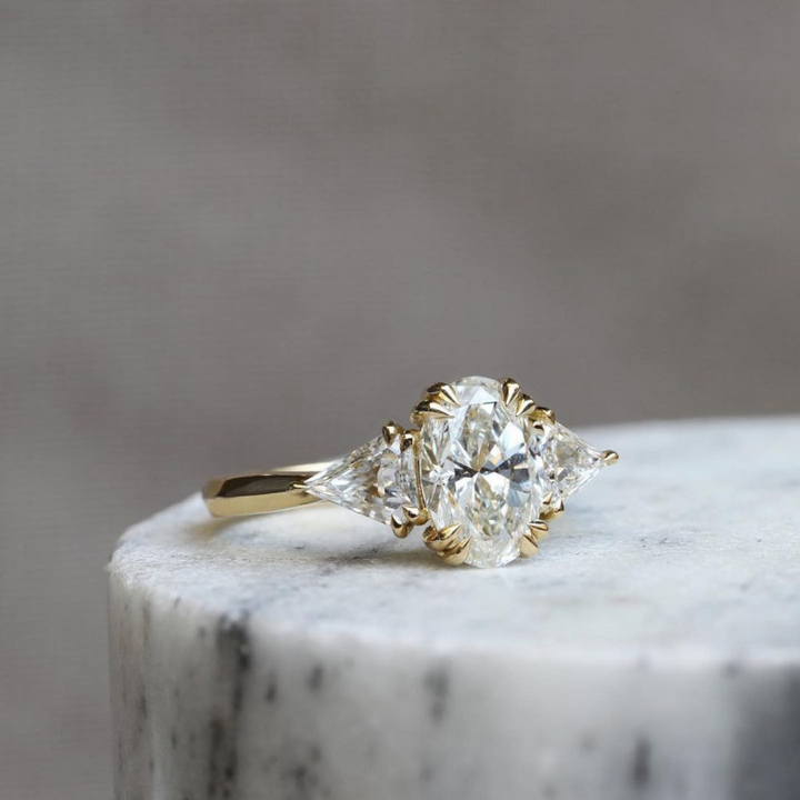 Moissanite 2.92 CT Oval Cut Diamond Mid-Century Handmade Ring