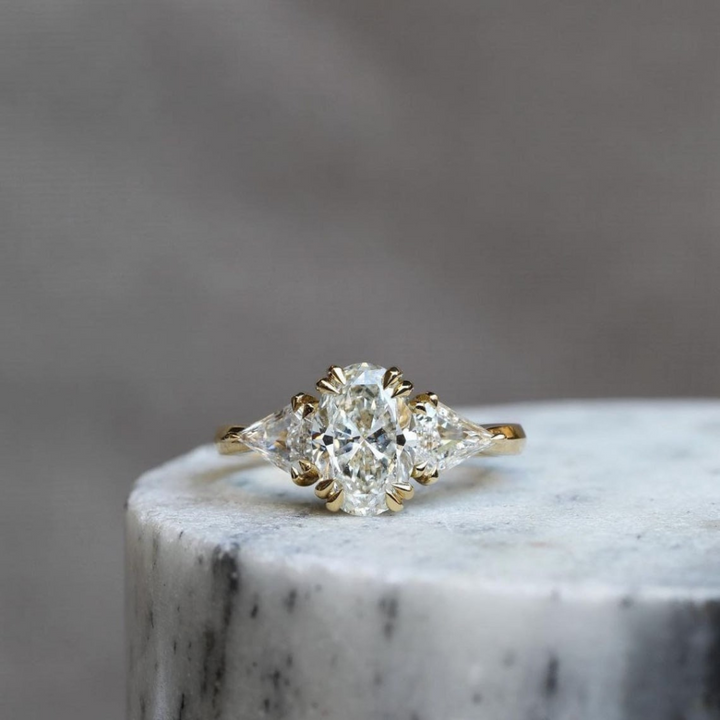 Moissanite 2.92 CT Oval Cut Diamond Mid-Century Handmade Ring