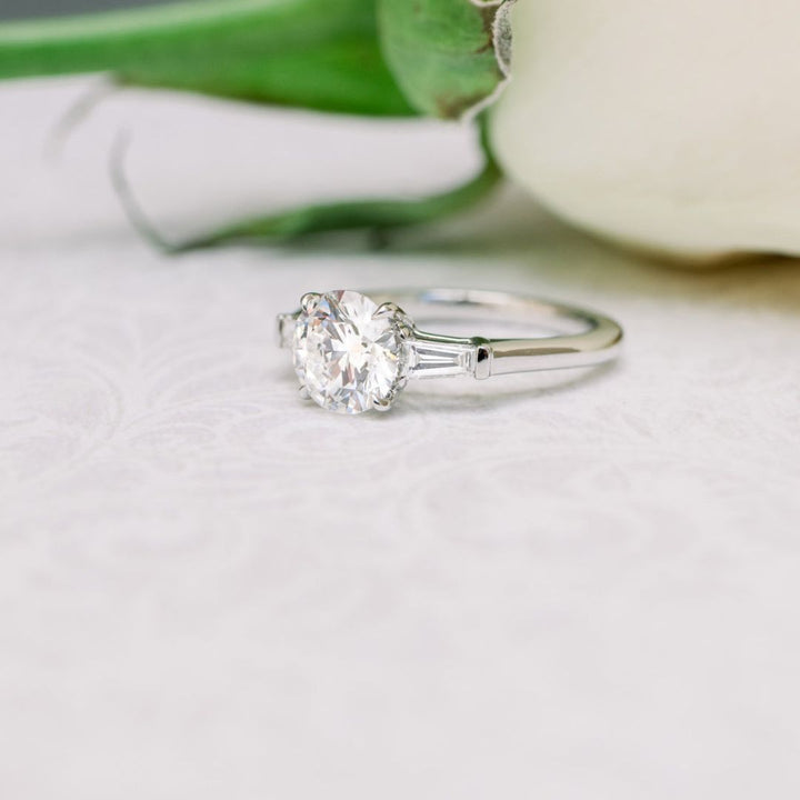 Moissanite 3.40 CT Round Cut Diamond  Victorian Anniversary Ring