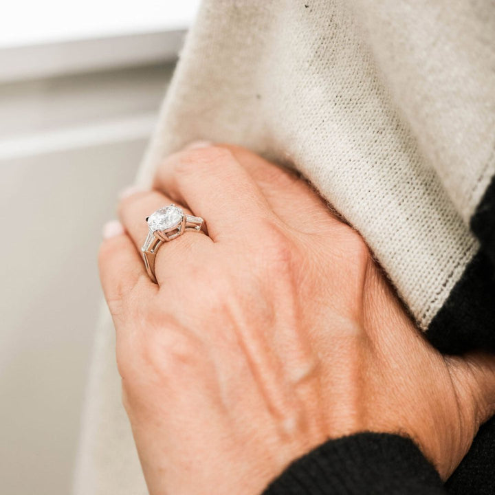 Moissanite 3.40 CT Round Cut Diamond  Victorian Anniversary Ring