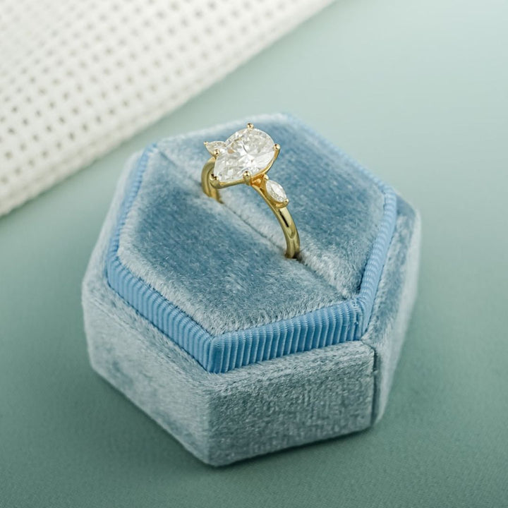 Moissanite 3.50 CT Pear Cut Diamond Mid Century  Anniversary Ring
