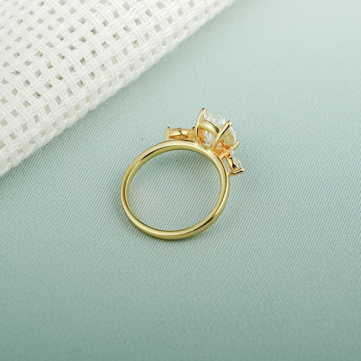Moissanite 3.50 CT Pear Cut Diamond Mid Century  Anniversary Ring
