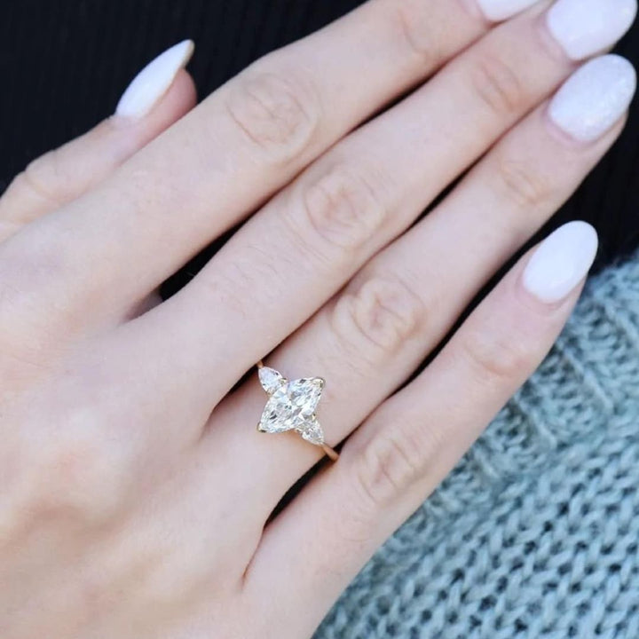 Moissanite 3.62 CT Marquise Cut Diamond Minimalist Handmade Ring