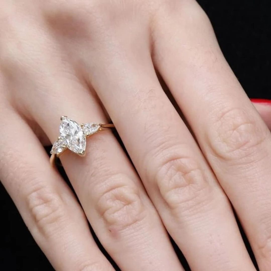 Moissanite 3.62 CT Marquise Cut Diamond Minimalist Handmade Ring