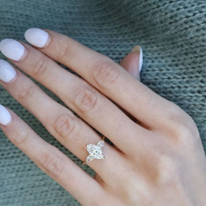 Moissanite 3.62 CT Marquise Cut Diamond Minimalist Handmade Ring