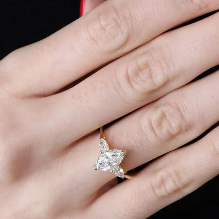 Moissanite 3.62 CT Marquise Cut Diamond Minimalist Handmade Ring