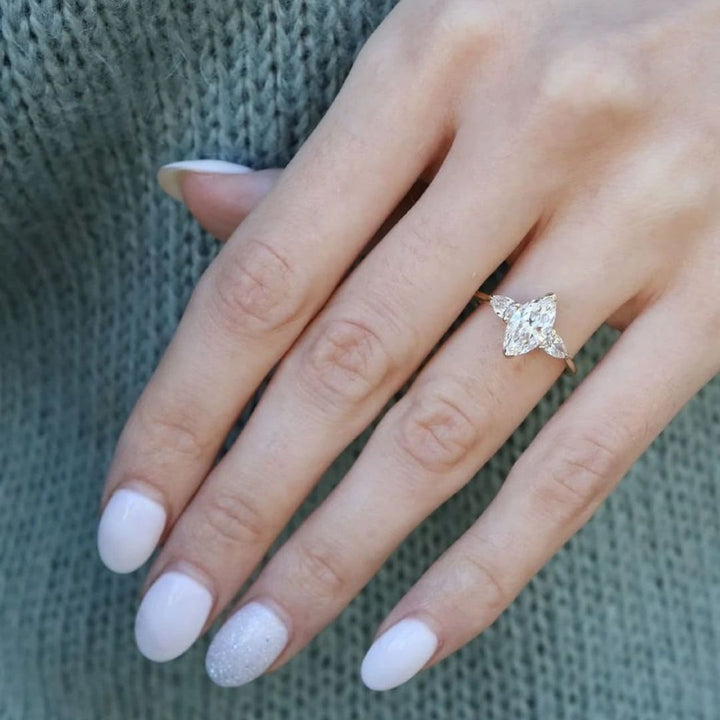 Moissanite 3.62 CT Marquise Cut Diamond Minimalist Handmade Ring
