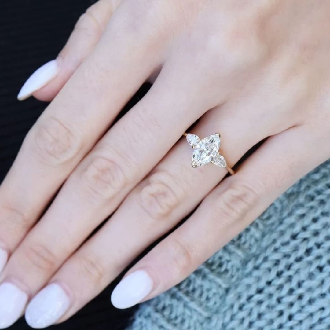 Moissanite 3.62 CT Marquise Cut Diamond Minimalist Handmade Ring