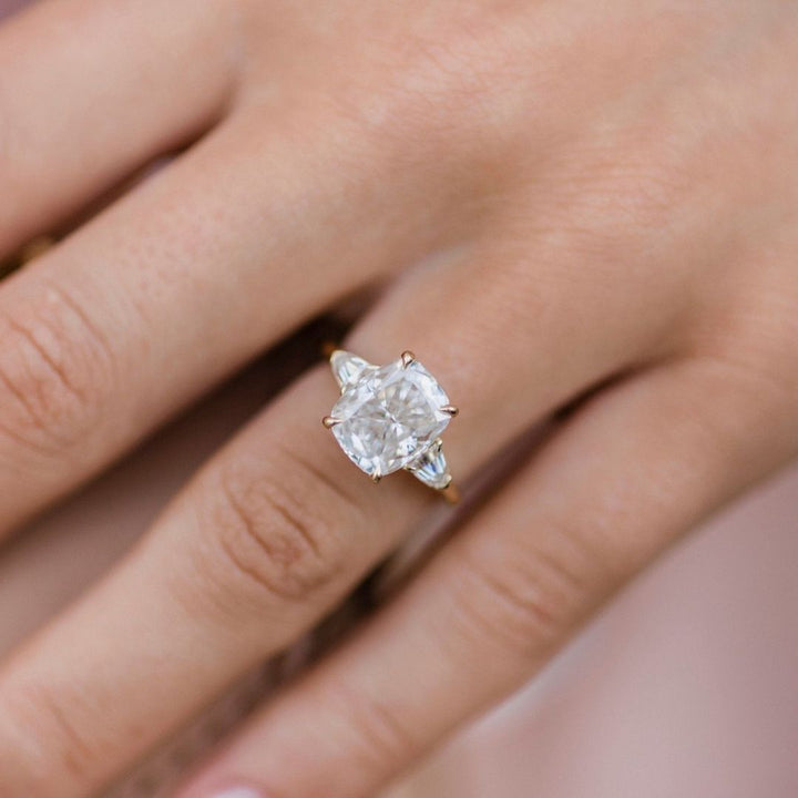 Moissanite 3.70 CT Cushion Cut Diamond  Art Deco Wedding Ring