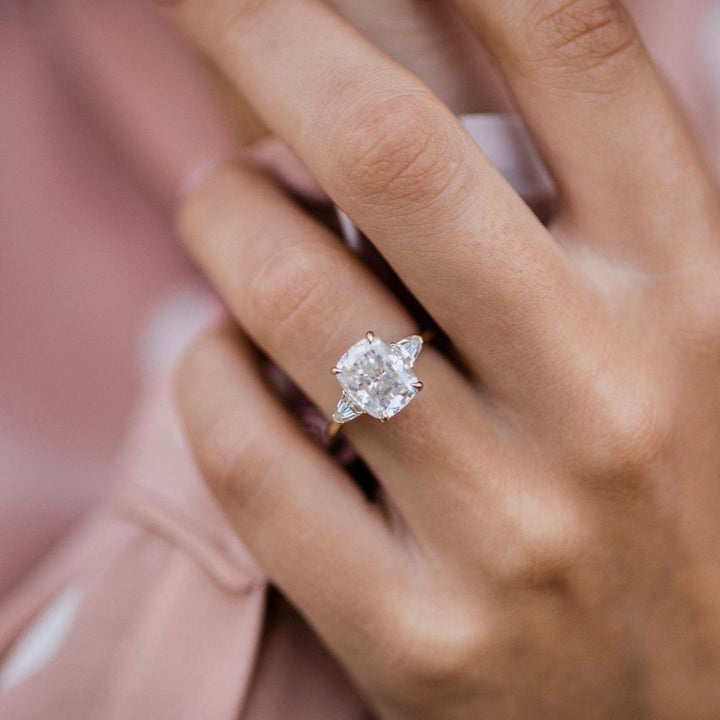 Moissanite 3.70 CT Cushion Cut Diamond  Art Deco Wedding Ring