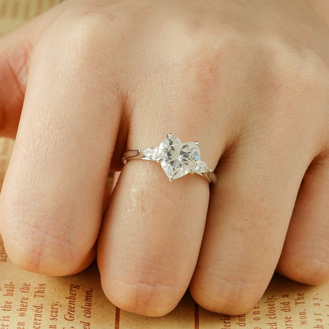 Moissanite 3.76 CT Heart Cut Diamond Edwardian Anniversary Ring