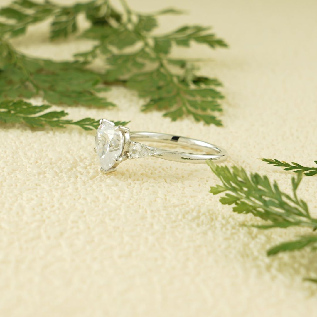 Moissanite 3.76 CT Heart Cut Diamond Edwardian Anniversary Ring