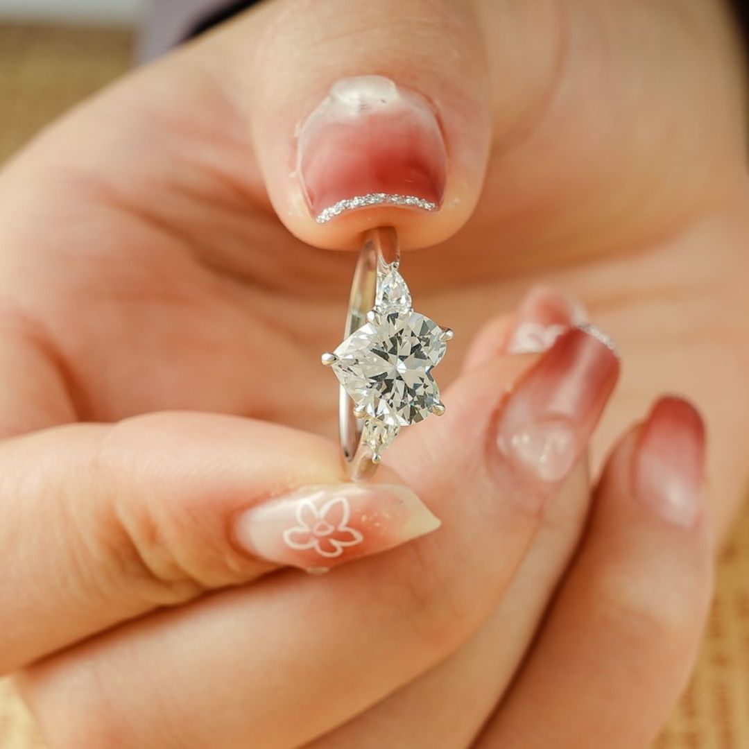 Moissanite 3.76 CT Heart Cut Diamond Edwardian Anniversary Ring