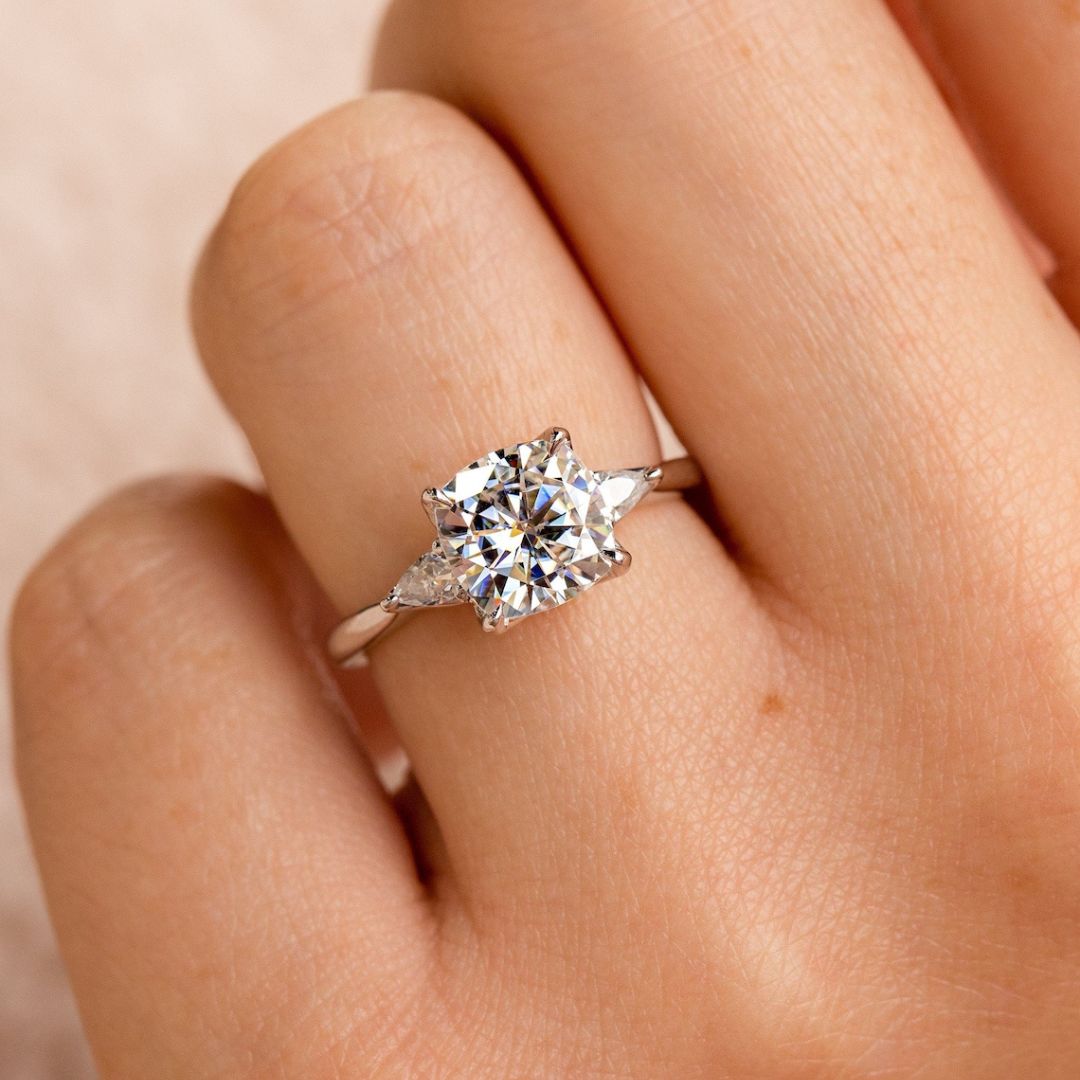 Moissanite 3.88 CT Cushion Cut Diamond Art Deco Engagement Ring