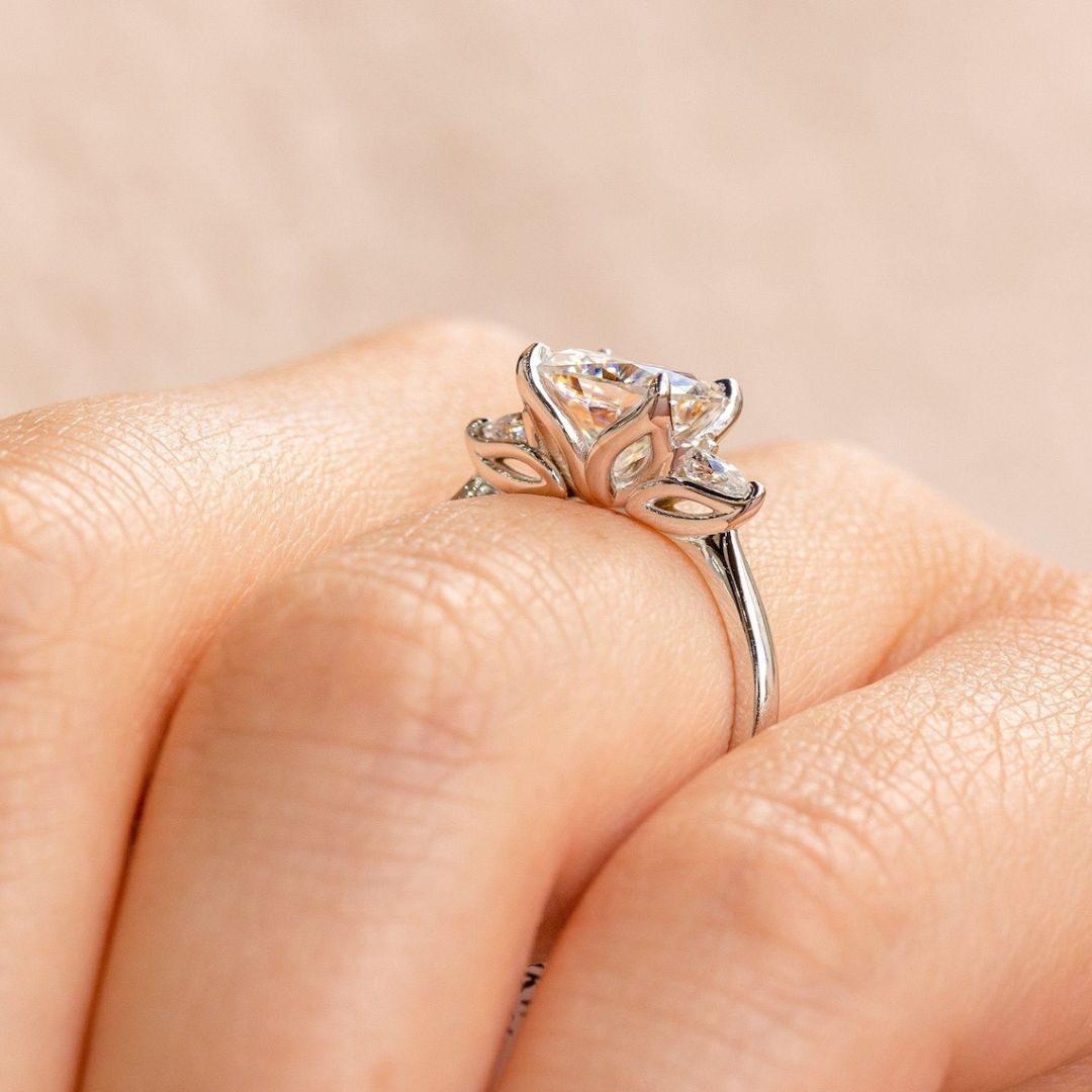 Moissanite 3.88 CT Cushion Cut Diamond Art Deco Engagement Ring