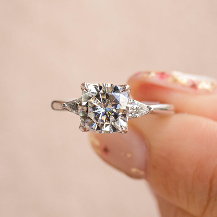 Moissanite 3.88 CT Cushion Cut Diamond Art Deco Engagement Ring