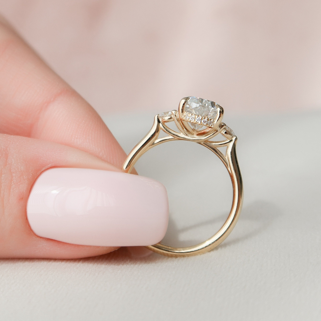 Moissanite 3.49 CT Pear Cut Diamond  Art Nouveau Handmade Ring