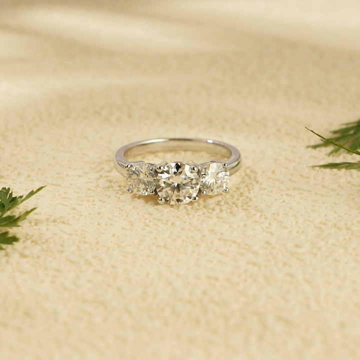 Moissanite 4.10 CT Round Cut Diamond  Minimalist Anniversary Ring