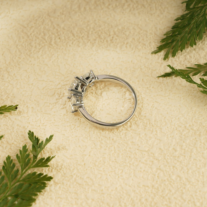 Moissanite 4.10 CT Round Cut Diamond  Minimalist Anniversary Ring