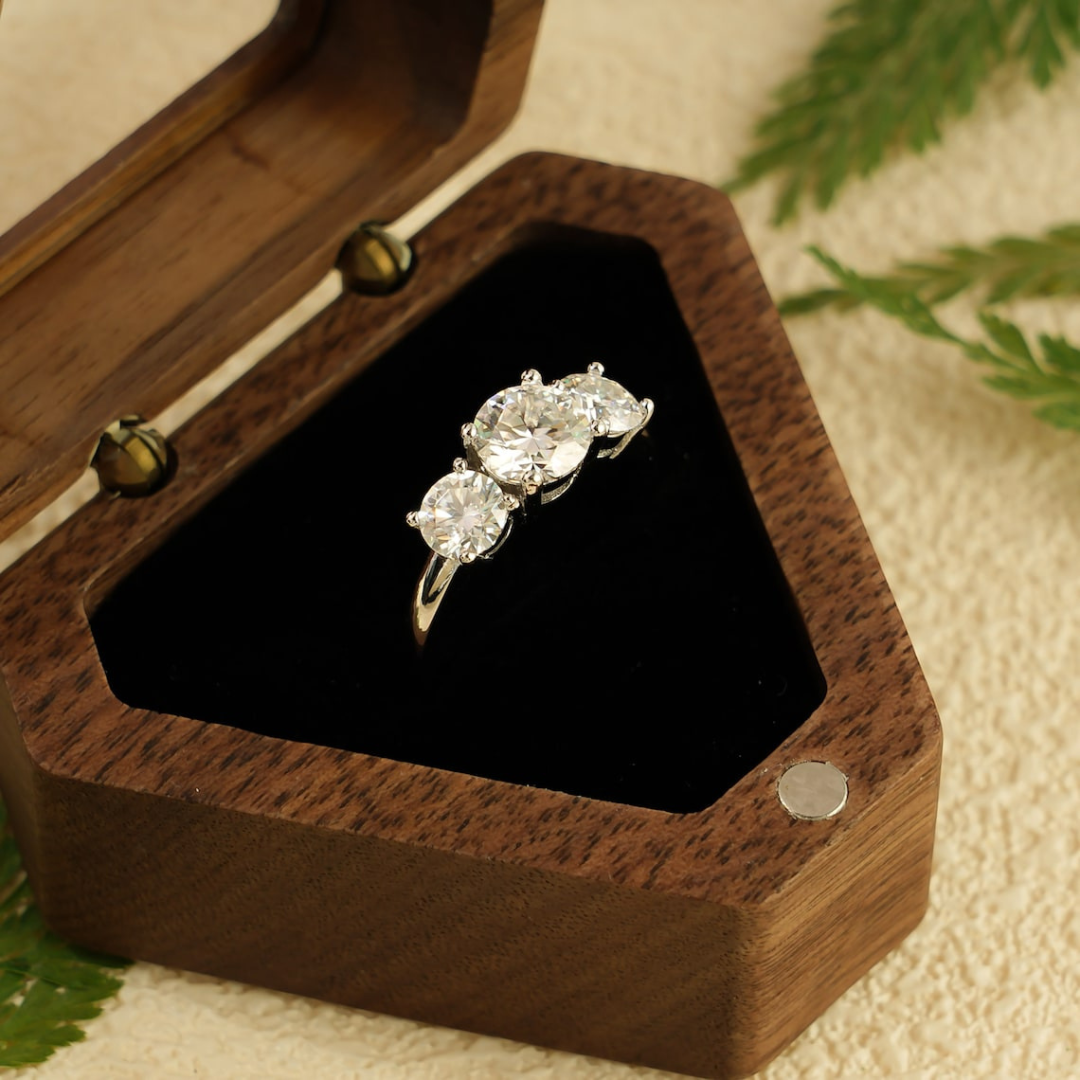 Moissanite 4.10 CT Round Cut Diamond  Minimalist Anniversary Ring