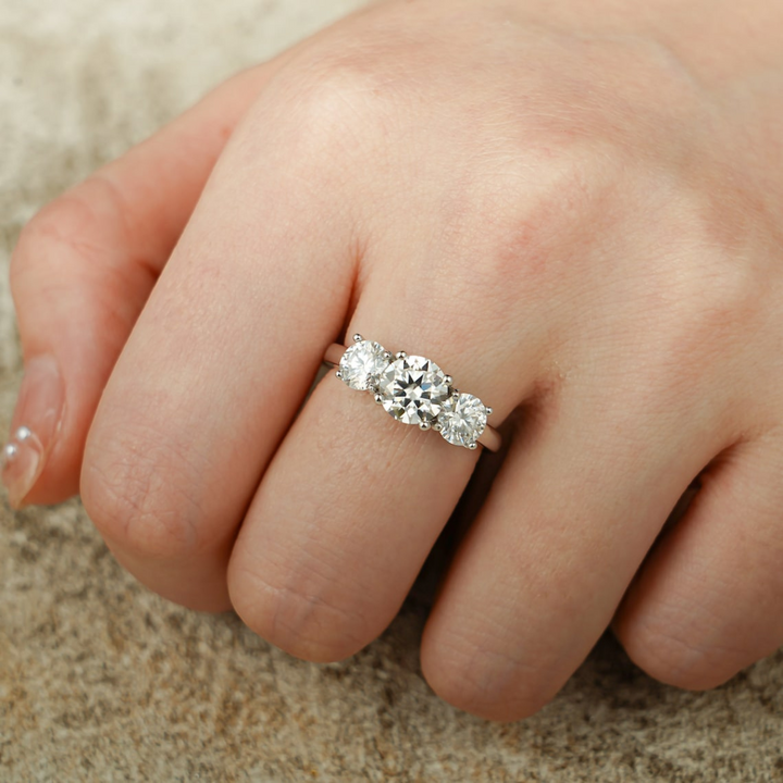 Moissanite 4.10 CT Round Cut Diamond  Minimalist Anniversary Ring