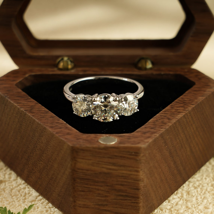Moissanite 4.10 CT Round Cut Diamond  Minimalist Anniversary Ring