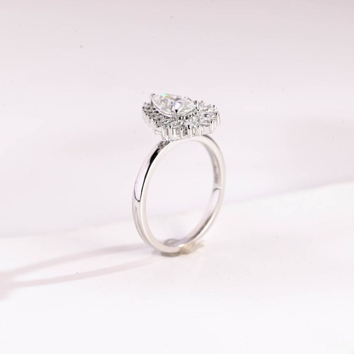 Moissanite 3.90 CT Pear Diamond Brutalist Anniversary Ring