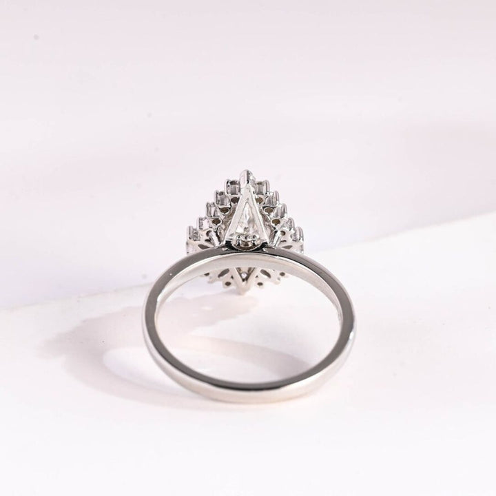 Moissanite 3.90 CT Pear Diamond Brutalist Anniversary Ring