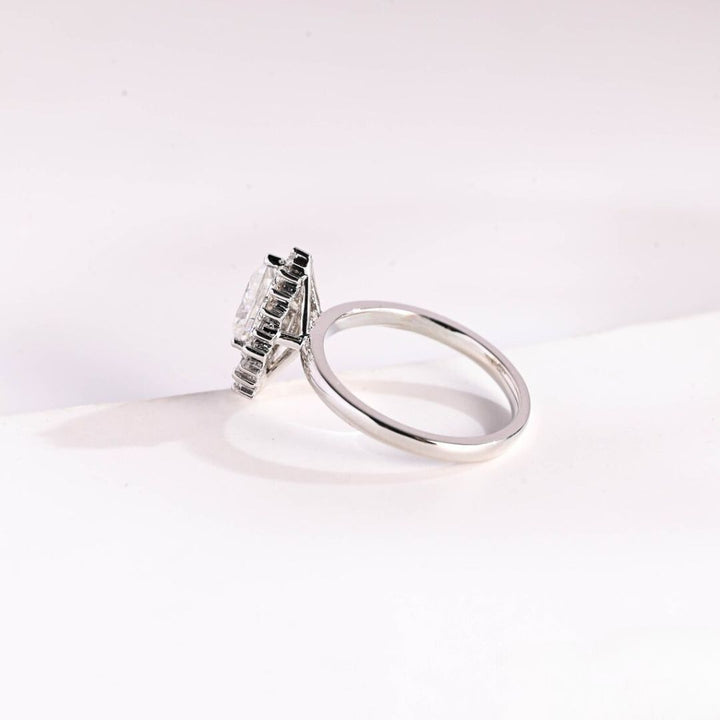 Moissanite 3.90 CT Pear Diamond Brutalist Anniversary Ring