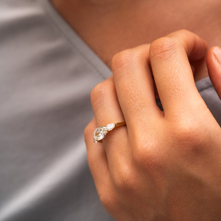 three stone engagement diamond ring