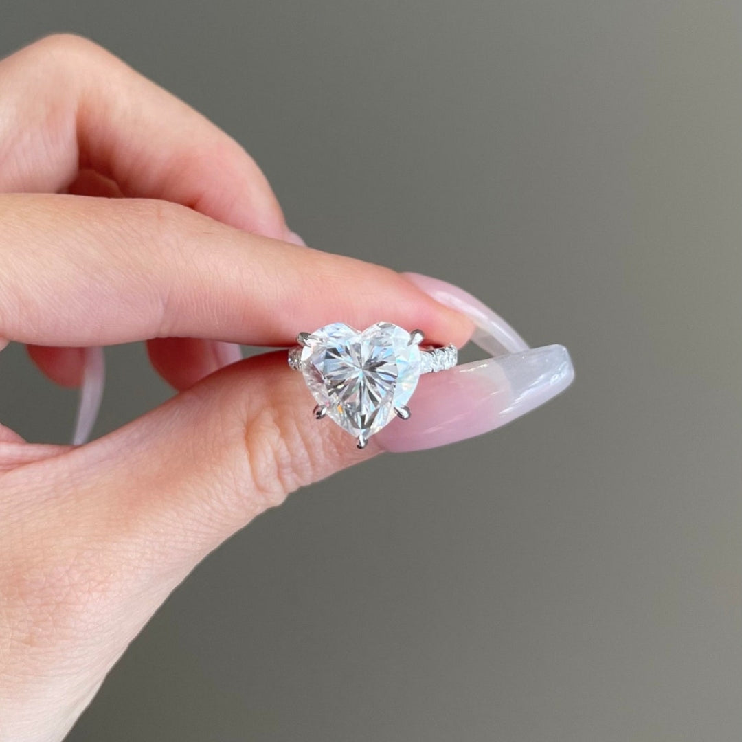 Moissanite CT Heart Cut Diamond Avant Garde Engagement Ring