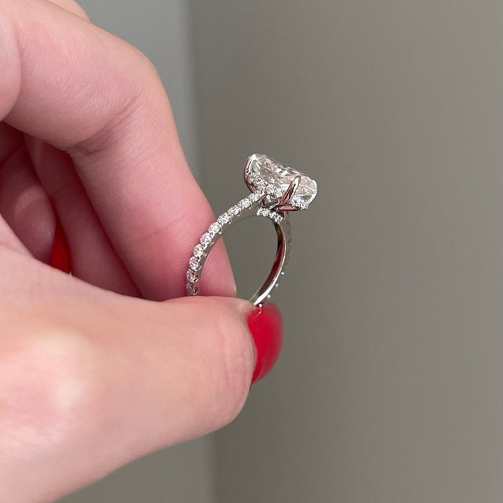 Marquise hidden halo ring