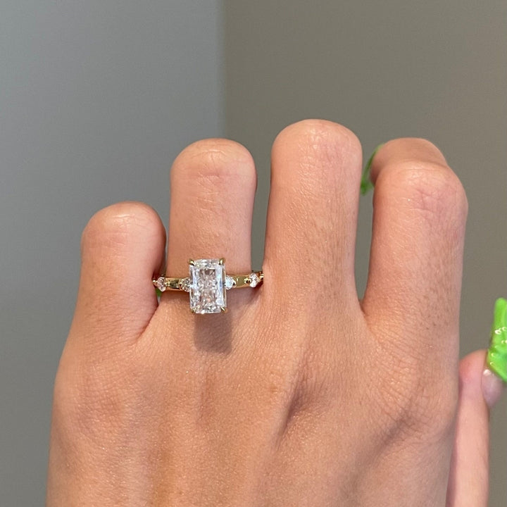 Radiant cut engagement ring