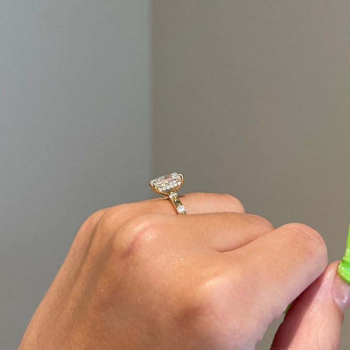 Hidden halo radiant engagement ring