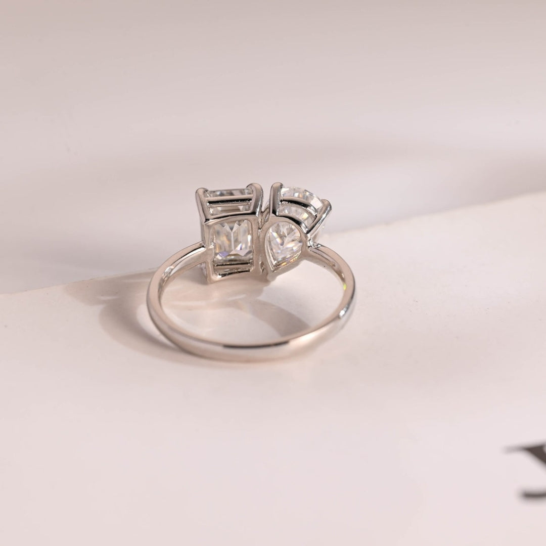 Silver white diamond ring