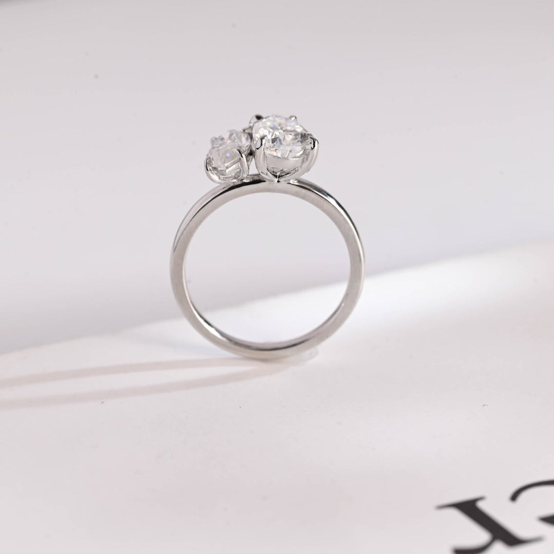 Silver marquise and pear ring