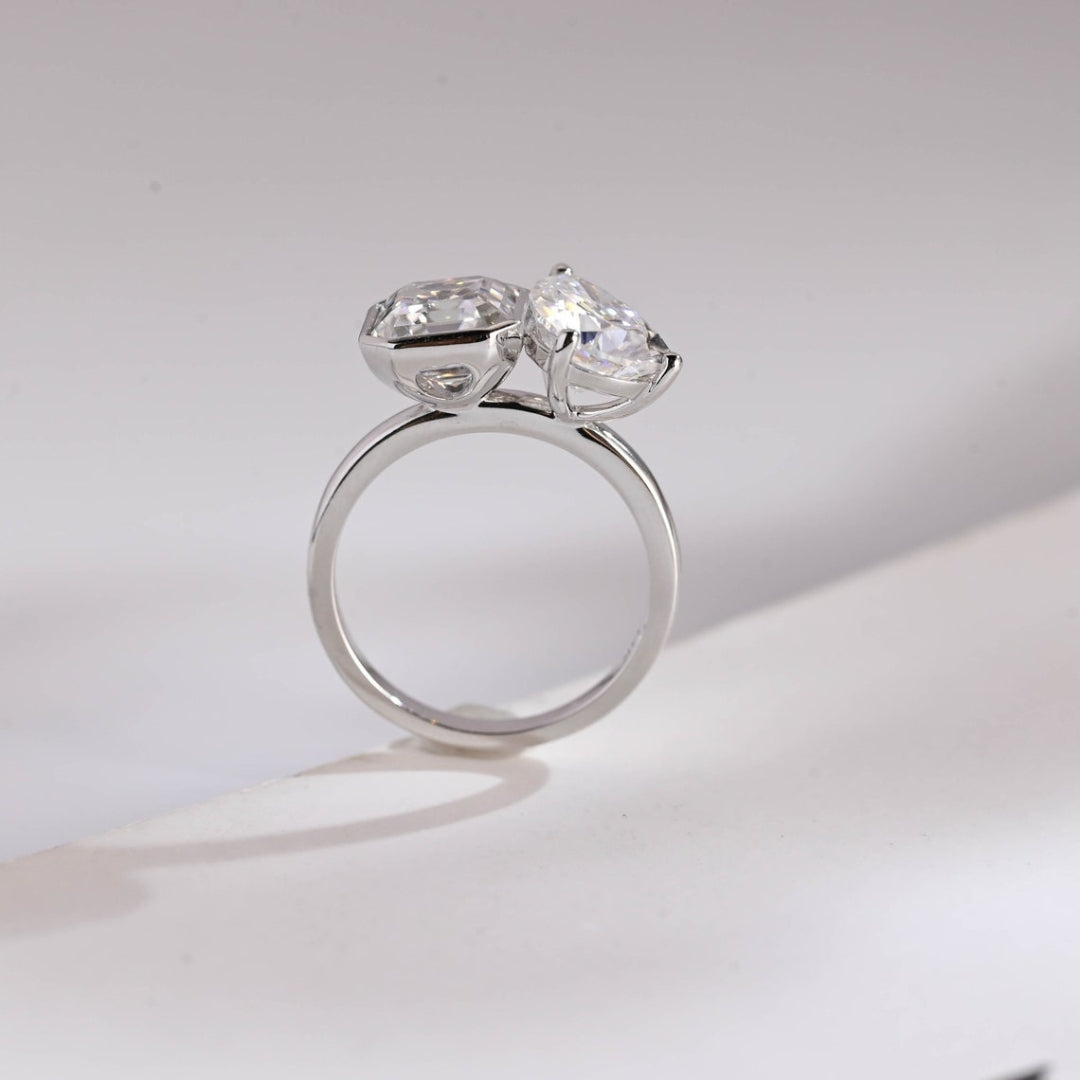Silver asscher cut diamond ring