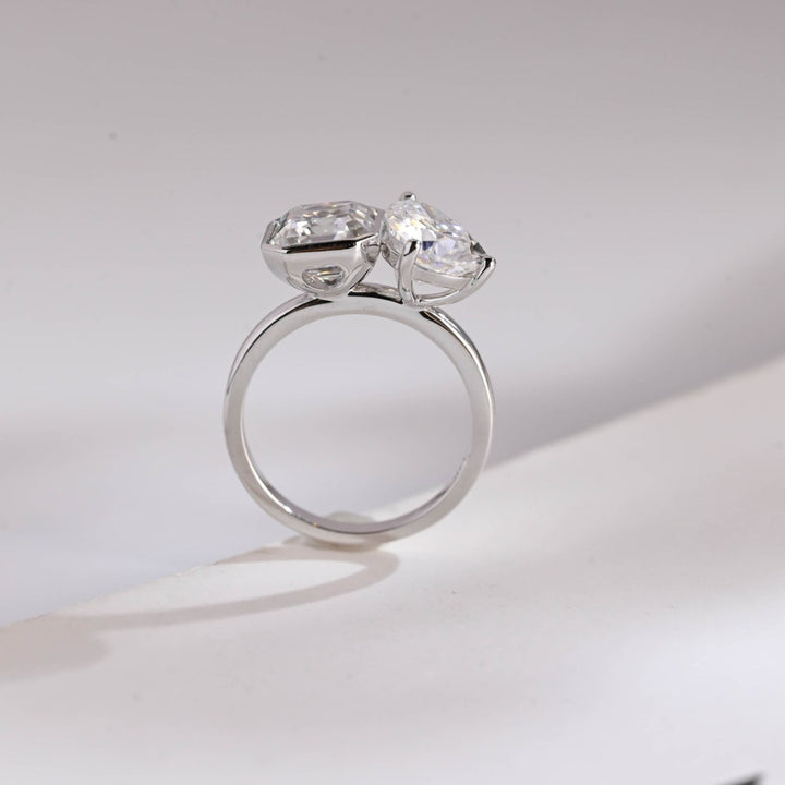 Silver asscher cut diamond ring