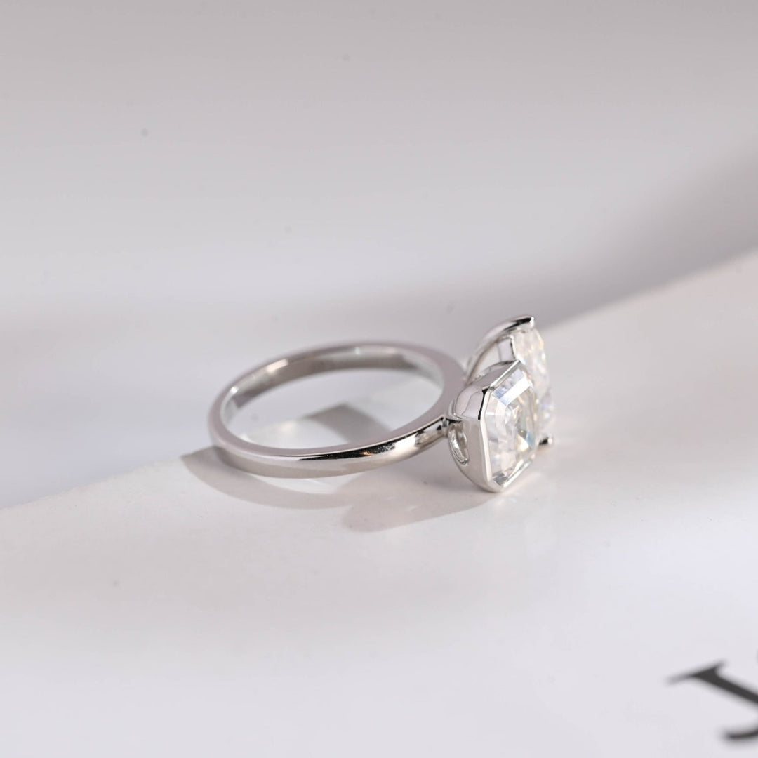 White gold asscher cut ring