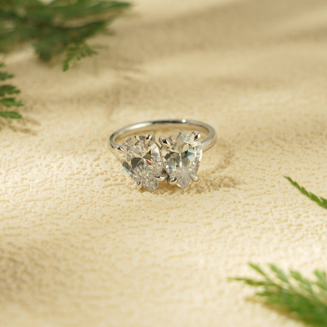 Two pear diamond ring