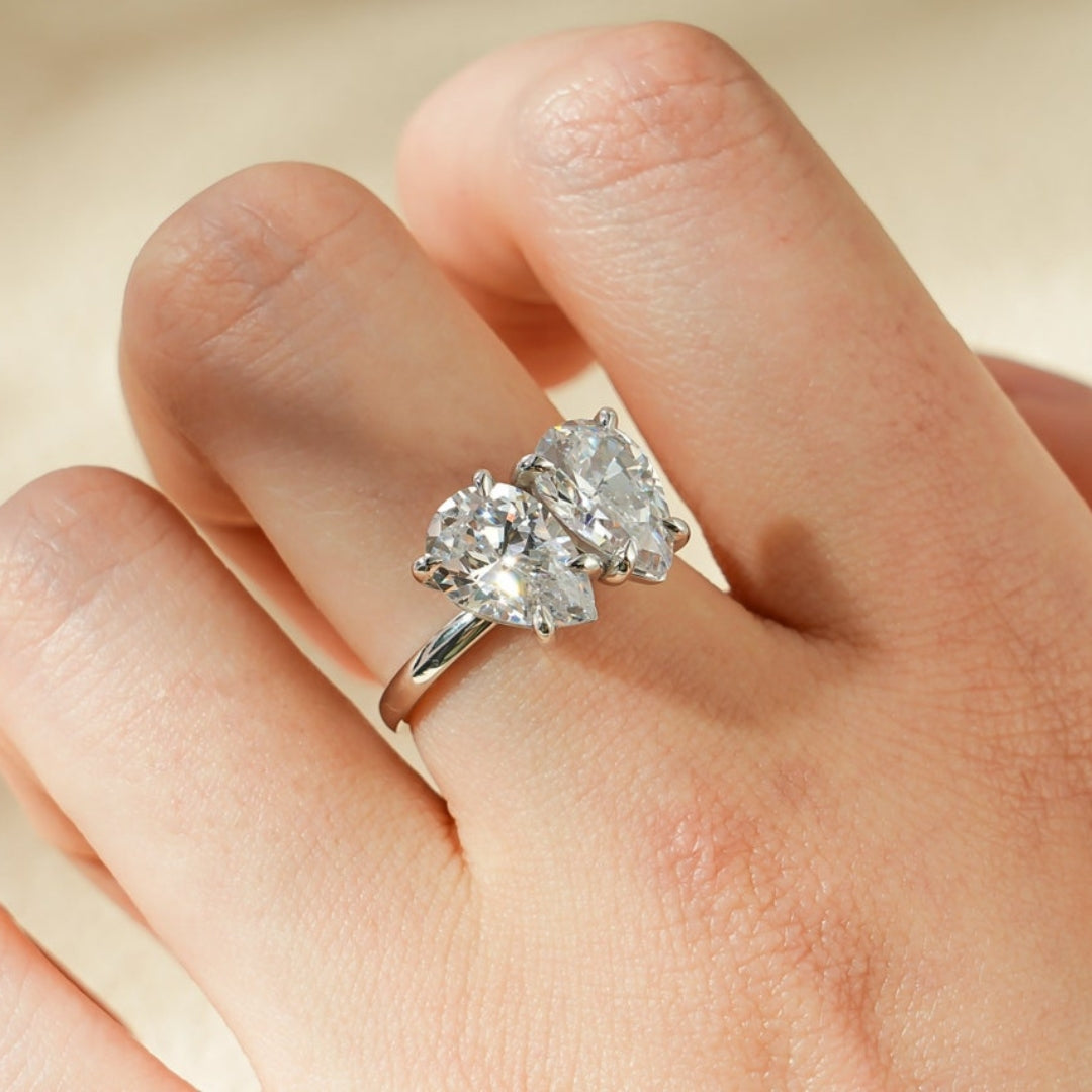 White gold pear diamond ring