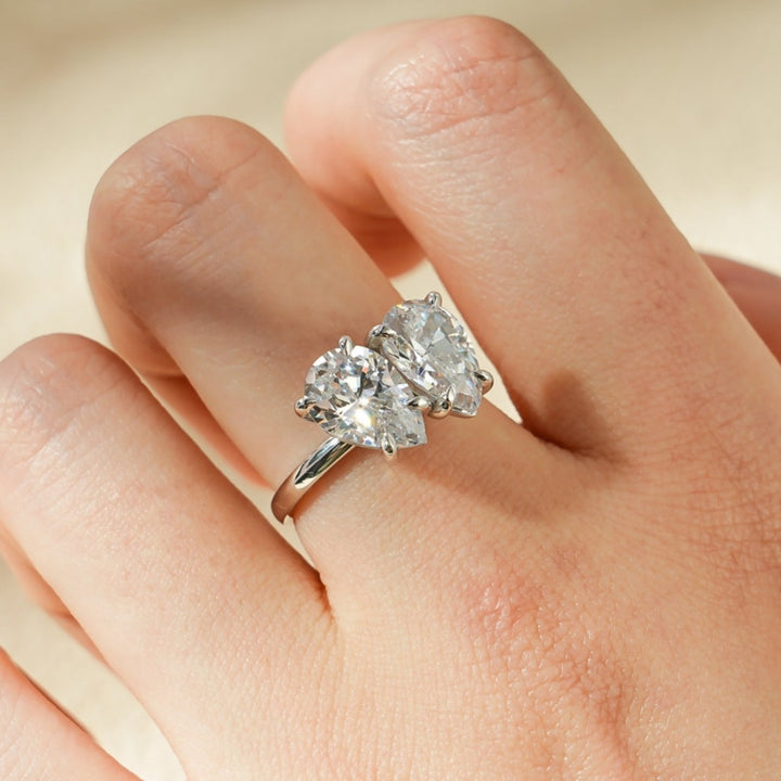 White gold pear diamond ring