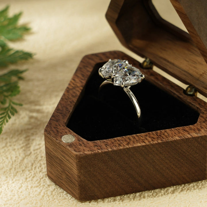 Minimalist two pear diamond ring