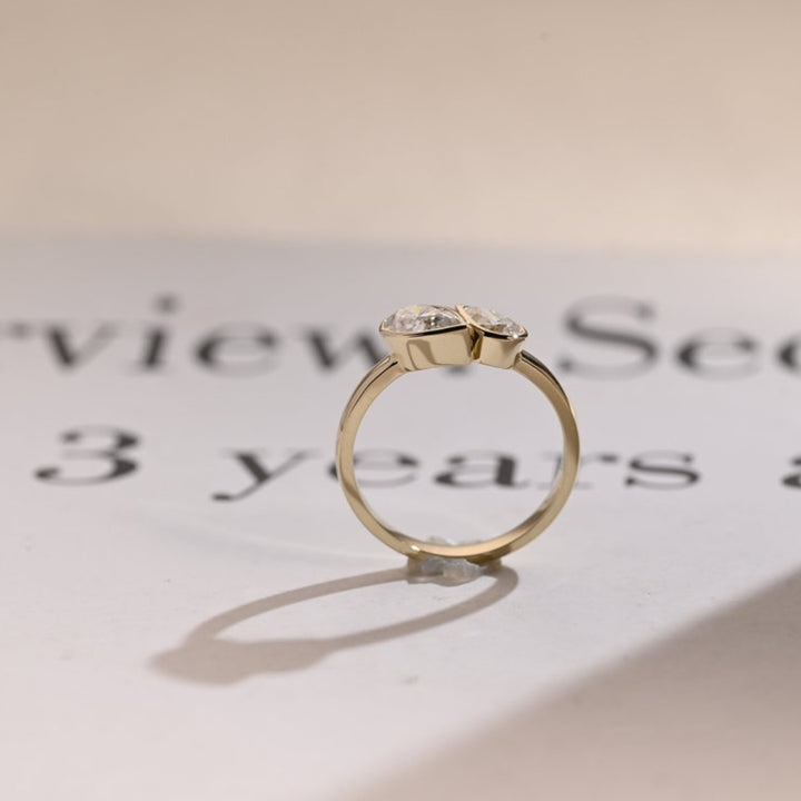 Rose gold white pear diamond ring