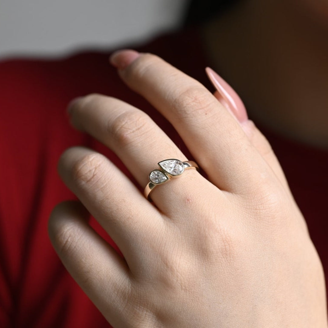 Twin pear diamond ring