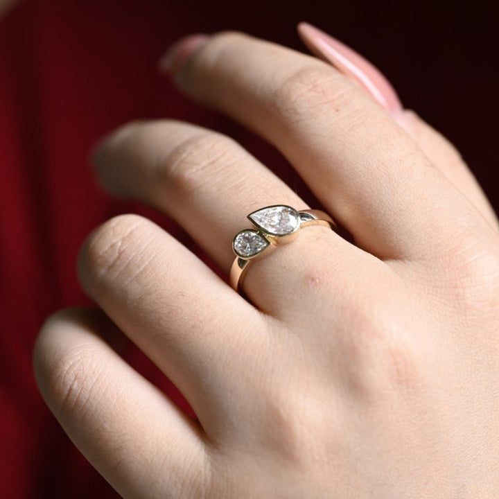Two stone pear diamond ring